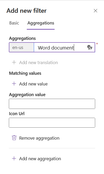 Filter options