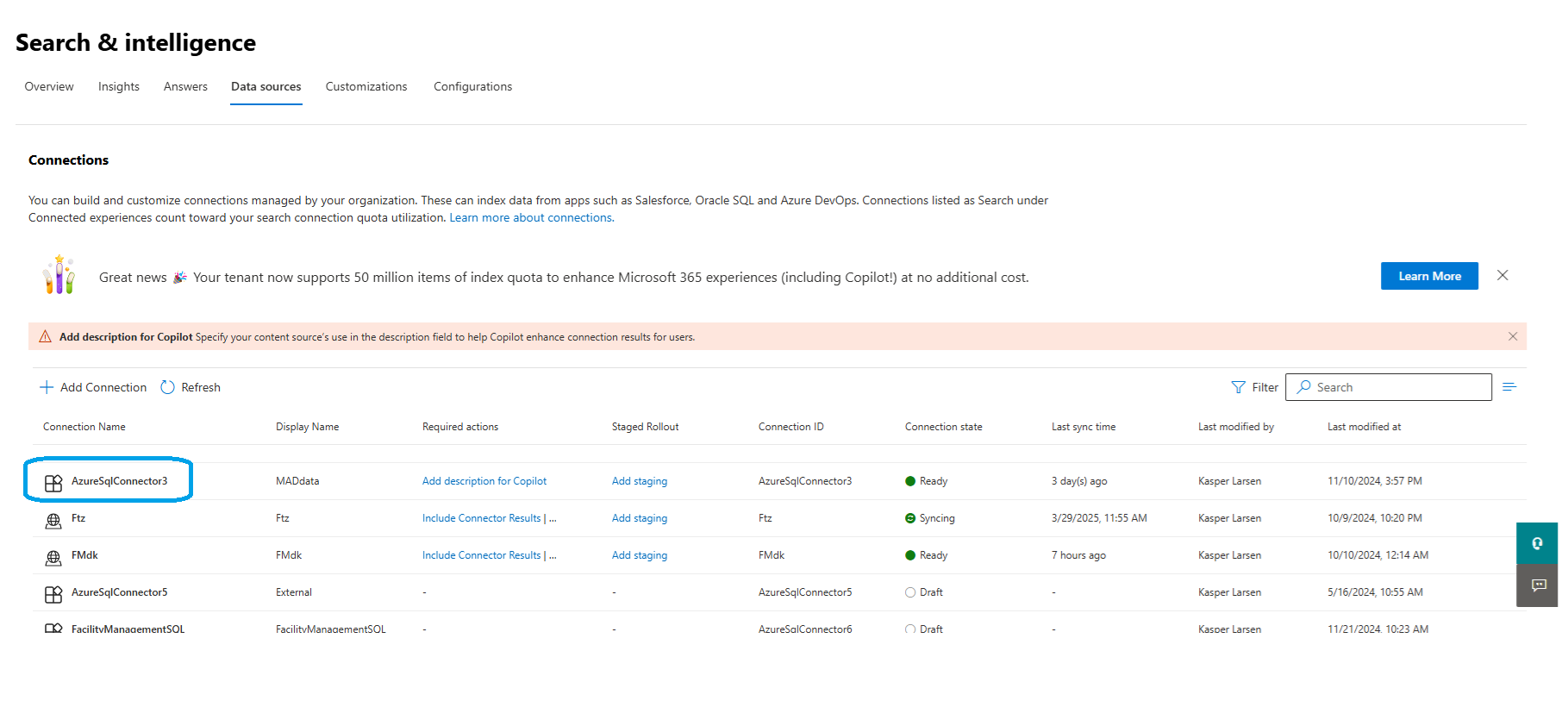 Search and Intelligence admin center