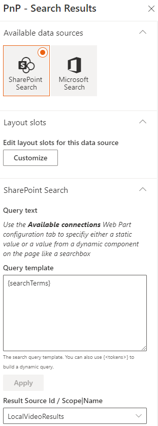 Configure Search Verticals on second page