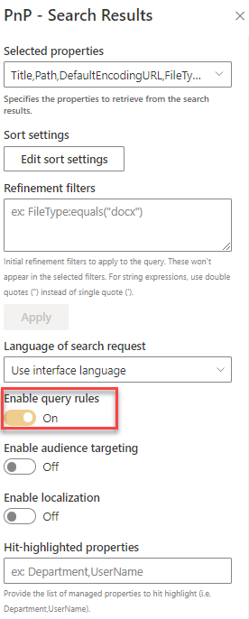 Enable query rules