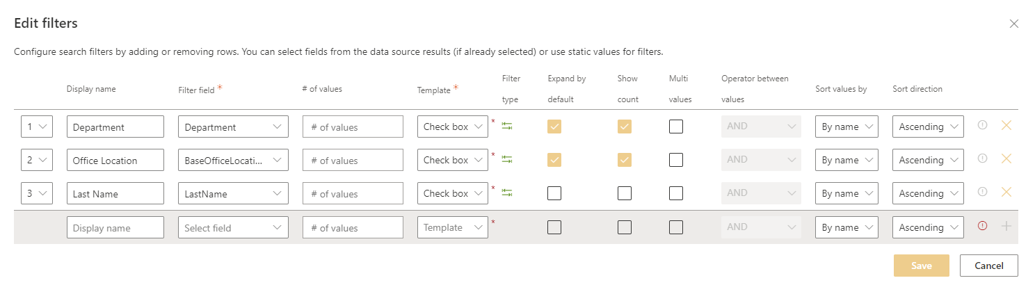 configure customize filters