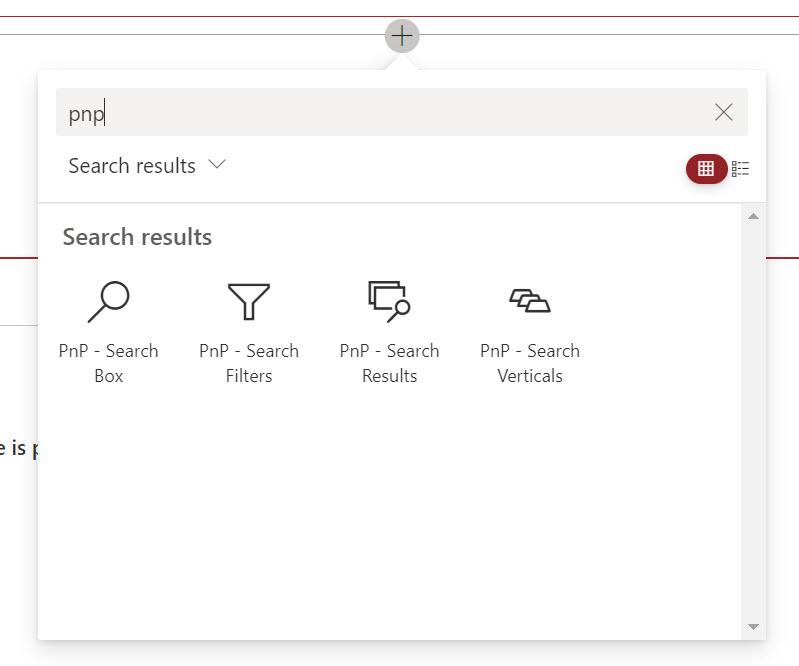 Web Part Toolbox searching for PnP Modern Search