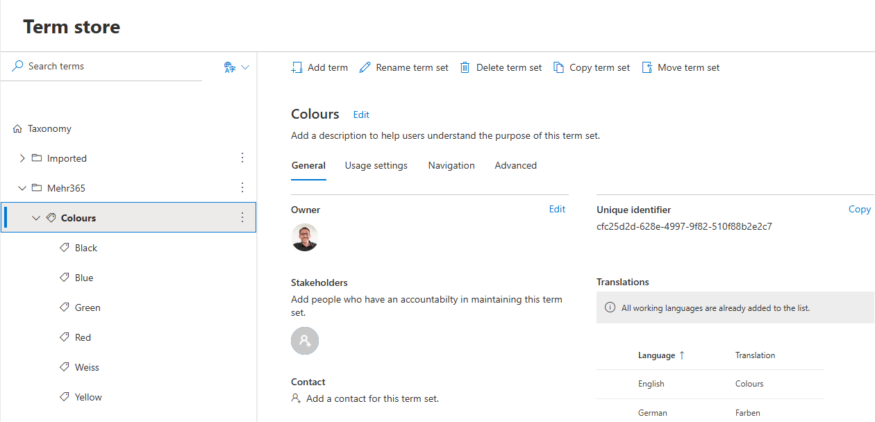 Create a SharePoint term set