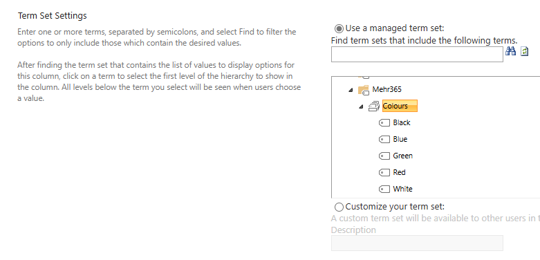 Site column Managed Metadata