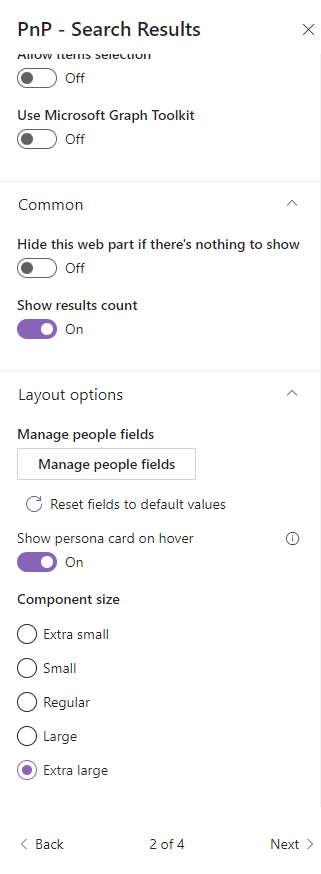 search results layout options